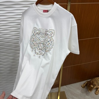 Kenzo Renkli Nakışlı İthal Beyaz Tişört