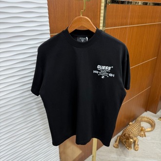 Guess Geometri Baskılı İthal Siyah Tişört