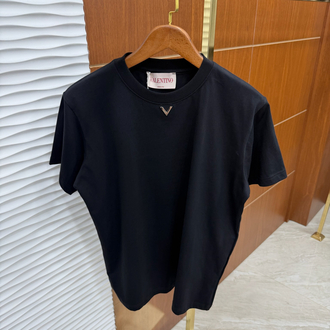 Valentino V Logo Siyah İthal Tişört