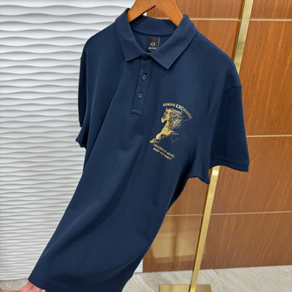 Armani Exchange Gold Logo Lacivert Tişört
