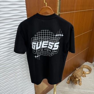 Guess Geometri Baskılı İthal Siyah Tişört