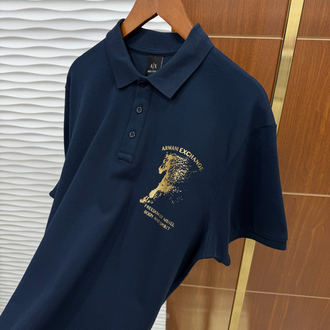 Armani Exchange Gold Logo Lacivert Tişört