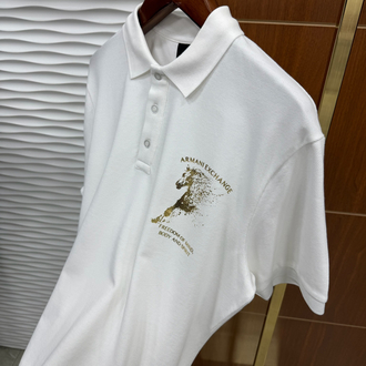 Armani Exchange Gold Logo Beyaz Polo Yaka