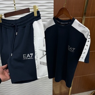 EA7 Yazlık Omuz Detaylı Lacivert Takım