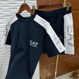 EA7 Yazlık Omuz Detaylı Lacivert Takım