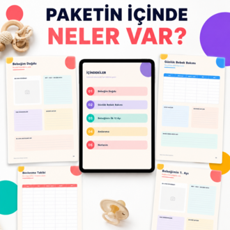 Bebeğimin İlk Yılı Dijital Ajanda – Hiperlinkli 31 Sayfa Bebek Bakım ve Gelişim Takip PDF