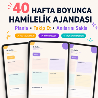 40 Haftalık Dijital Hamilelik Ajandası – Hiperlinkli 50 Sayfa PDF Gebelik Takip Planlayıcısı