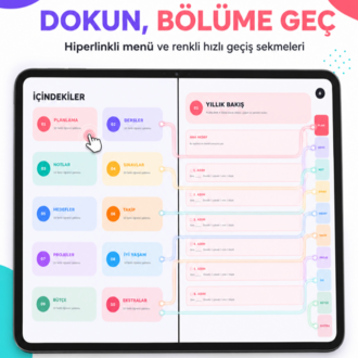 100 Şablonlu Hiperlinkli Dijital Öğrenci Ajandası | iPad, Android ve Tablet Uyumlu PDF
