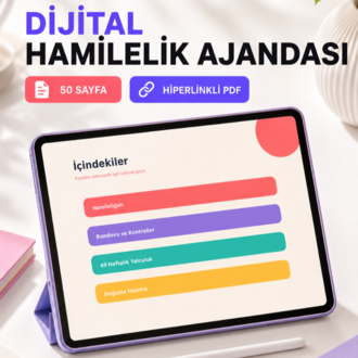 40 Haftalık Dijital Hamilelik Ajandası – Hiperlinkli 50 Sayfa PDF Gebelik Takip Planlayıcısı