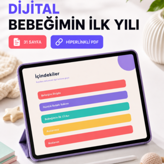 Bebeğimin İlk Yılı Dijital Ajanda – Hiperlinkli 31 Sayfa Bebek Bakım ve Gelişim Takip PDF