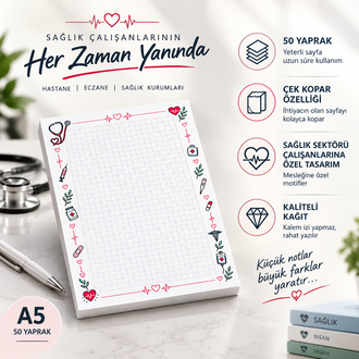 Sağlık Çalışanları İçin A5 Çek Kopar Not Defteri | 50 Yaprak