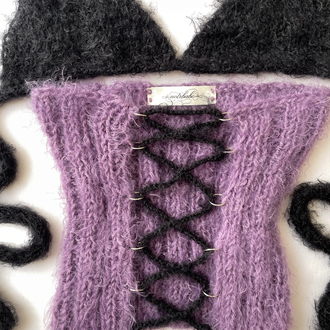 fluffy lace-up corset & bra set (S-M)
