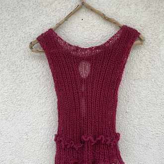 pink button-up knit top (S-M)