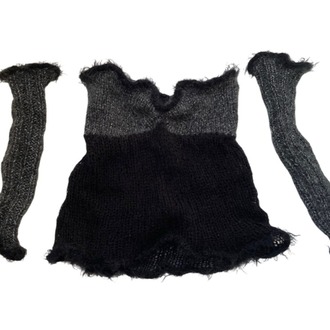 fuzz strapless top & arm warmers (S-M)