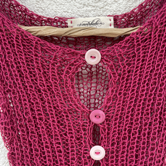 pink button-up knit top (S-M)