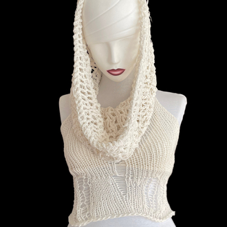 distressed hooded crop top & bra (S-M)