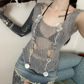 silver mist knit top (S-M)