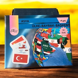 Asya Ülkeleri-Harita-Bayrak-Başkent Kartları