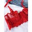 Kırmızı çiçek detaylı bra set