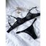Siyah tül seksi balenli bra set takımı