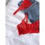 Kırmızı çiçek detaylı bra set
