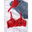 Kırmızı çiçek detaylı bra set