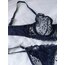 Lacivert çiçek detaylı bra set