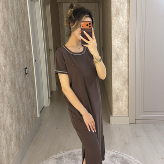 Lacoste etiketli kartlı basic elbise