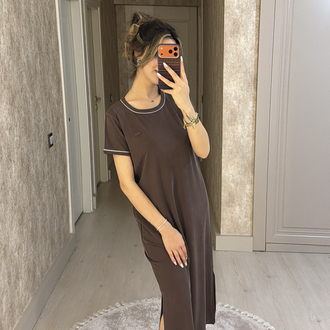 Lacoste etiketli kartlı basic elbise
