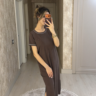 Lacoste etiketli kartlı basic elbise