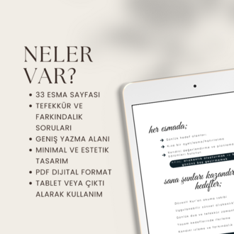 99 Esma Günlüğü – Manevi Tefekkür ve Yazma Günlüğü | Birinci Günlük