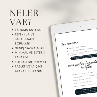 99 Esma Günlüğü – Manevi Tefekkür ve Yazma Günlüğü | İkinci Günlük
