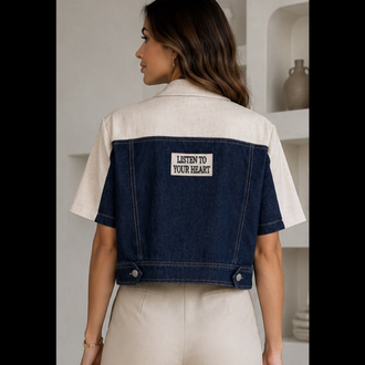 Kot Detaylı Crop Ceket