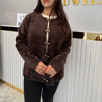 Gold Kilit Detaylı Angora Hırka