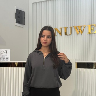 Beli Lastikli Yarım Fermuarlı Kapüşonlu Oysho Sweatshirt