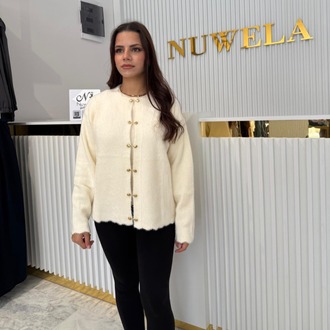 Gold Kilit Detaylı Angora Hırka
