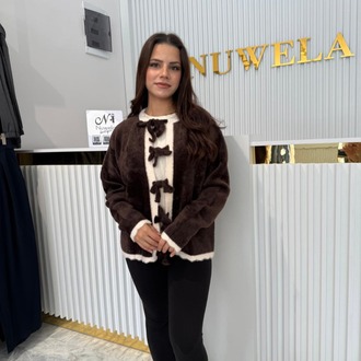 Püskül Bağcıklı Yumuşacık Angora Hırka