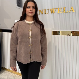 Gold Kilit Detaylı Angora Hırka