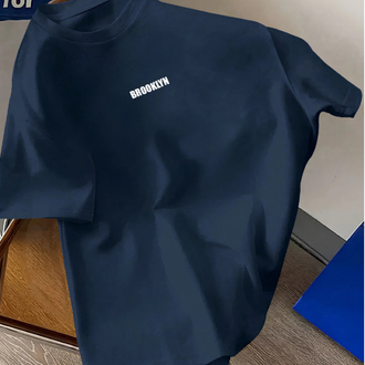 Unisex Erkek /Kadın Brooklyn baskılı oversize pamuklu tişört