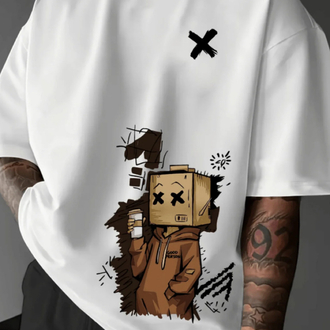 Bay grafiti karakter baskılı premiüm oversize t-shirt