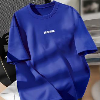 Unisex Erkek /Kadın Brooklyn baskılı oversize pamuklu tişört