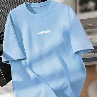 Unisex Erkek /Kadın Brooklyn baskılı oversize pamuklu tişört