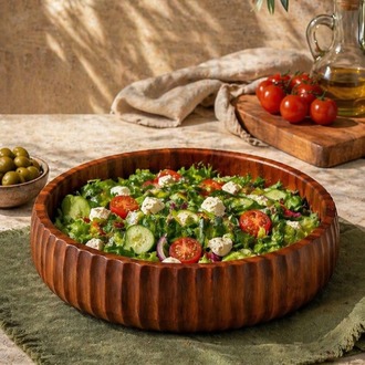 3'lü Akasya Kase Seti- 3lü Akasya Oyuklu Curve Bowl Kase Seti
