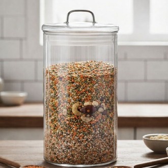Mien 1700 ml Cam Kapaklı Kavanoz–Şeffaf Bakliyat, Baharat & Kuru Gıda Saklama Kabı