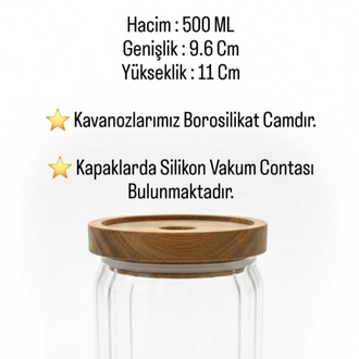 Balsa 500 ml Akasya Kapaklı Cam Yuvarlak Kavanoz – Yuvarlak Baharat & Erzak Saklama Kabı