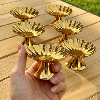 6'lı İsritidye Ayaklı Gold Kahve Yanı Lokumluk,makaronluk, şekerlik,sunum,kahve,ikramlık,
