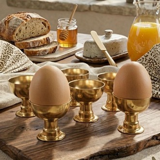 6'lı Gold Renk Metal Yumurtalık Seti- Şık Kahvaltı Sunumluk Yumurtalık- Yumurta Kabı