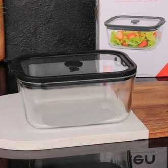 Mien Vakumlu Cam Saklama Kabı Siyah Kapaklı 800 ml- Silikon Contalı Sızdırmaz Cam Saklama Kabı