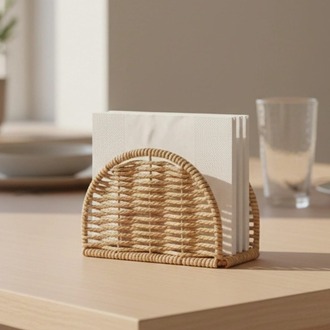 Mien Oval Rattan Peçetelik – Doğal, Dekoratif & Sunumluk