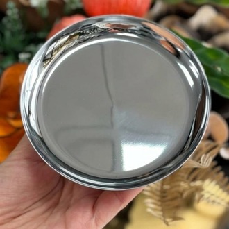 6'lı Gümüş Yuvarlak Metal Tatlı Tabağı 12 cm- Kahve Yanı Lokumluk,Şekerlik